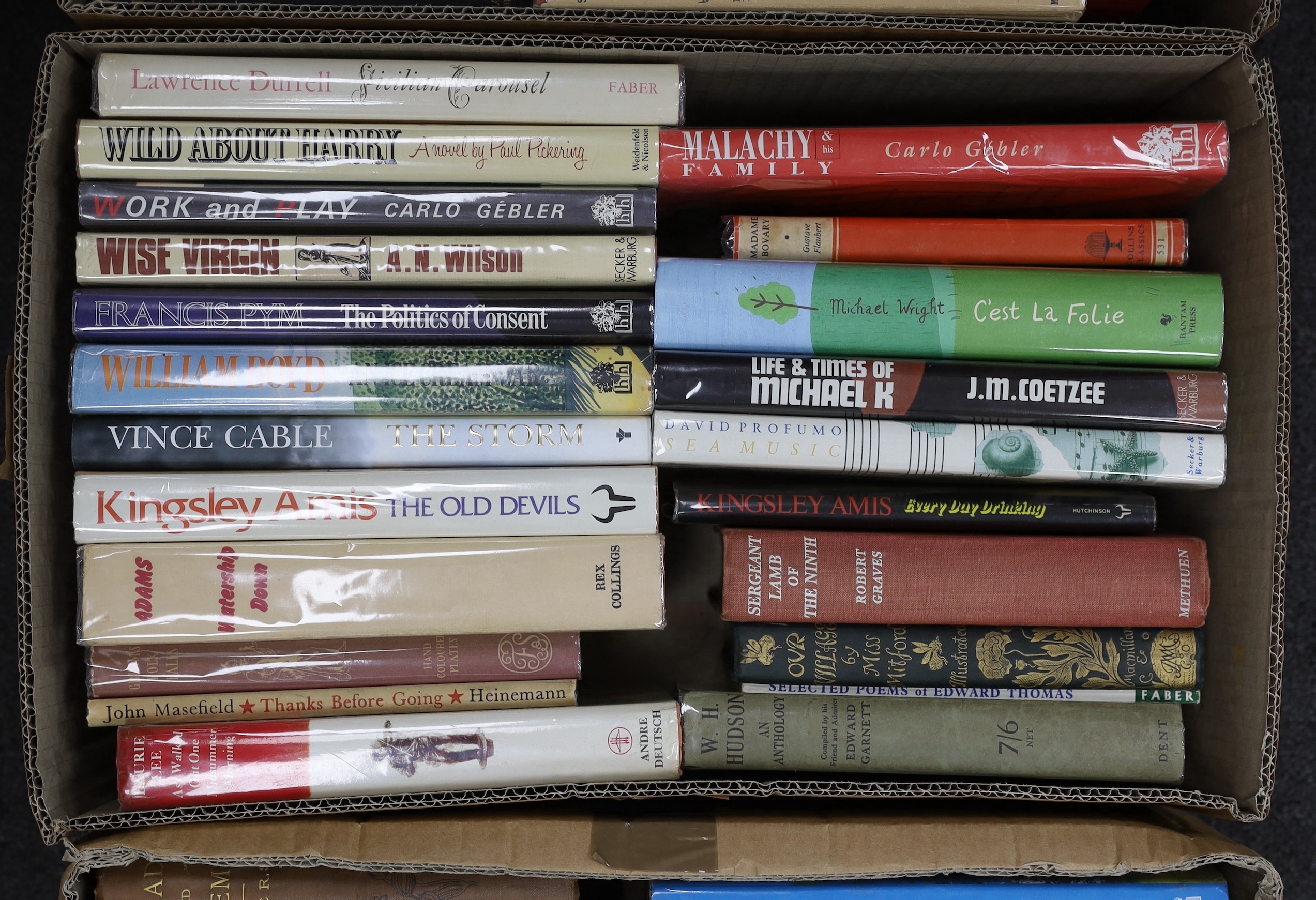 A large collection of modern first editions and literature, including books by Jeffrey Archer, John Braine, Richard Burns, J. M. Coetze, Michael Dibdin, John Fowles, Graham Greene, Joseph Heller, Peter Mayle, V. S. Naipa